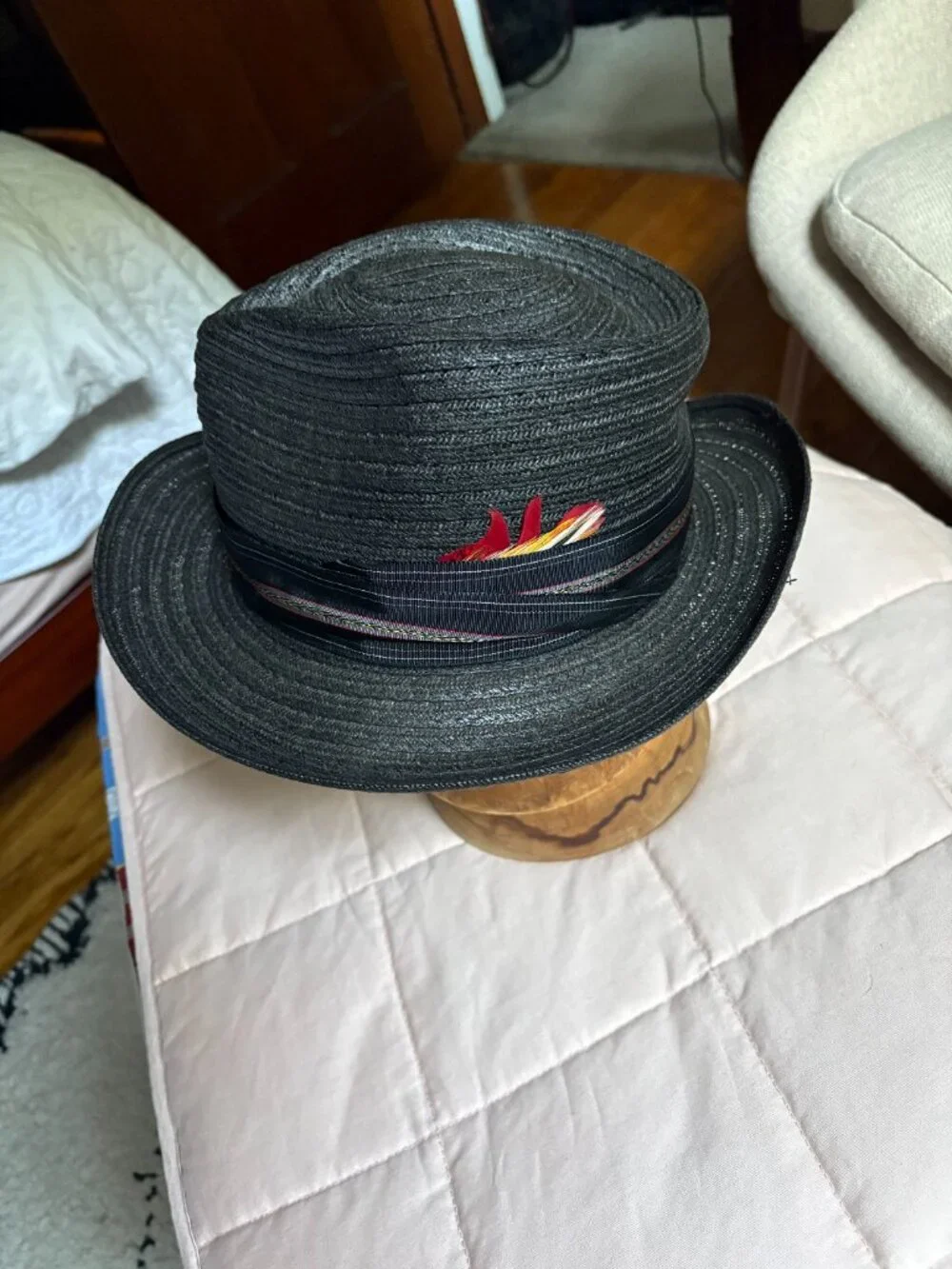 Pinzano Black oxford Milan Straw Hat size 7 1/4 / 58